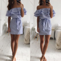 Fashion  Printing  Lotus Stripe Slim Women  causal  Dress